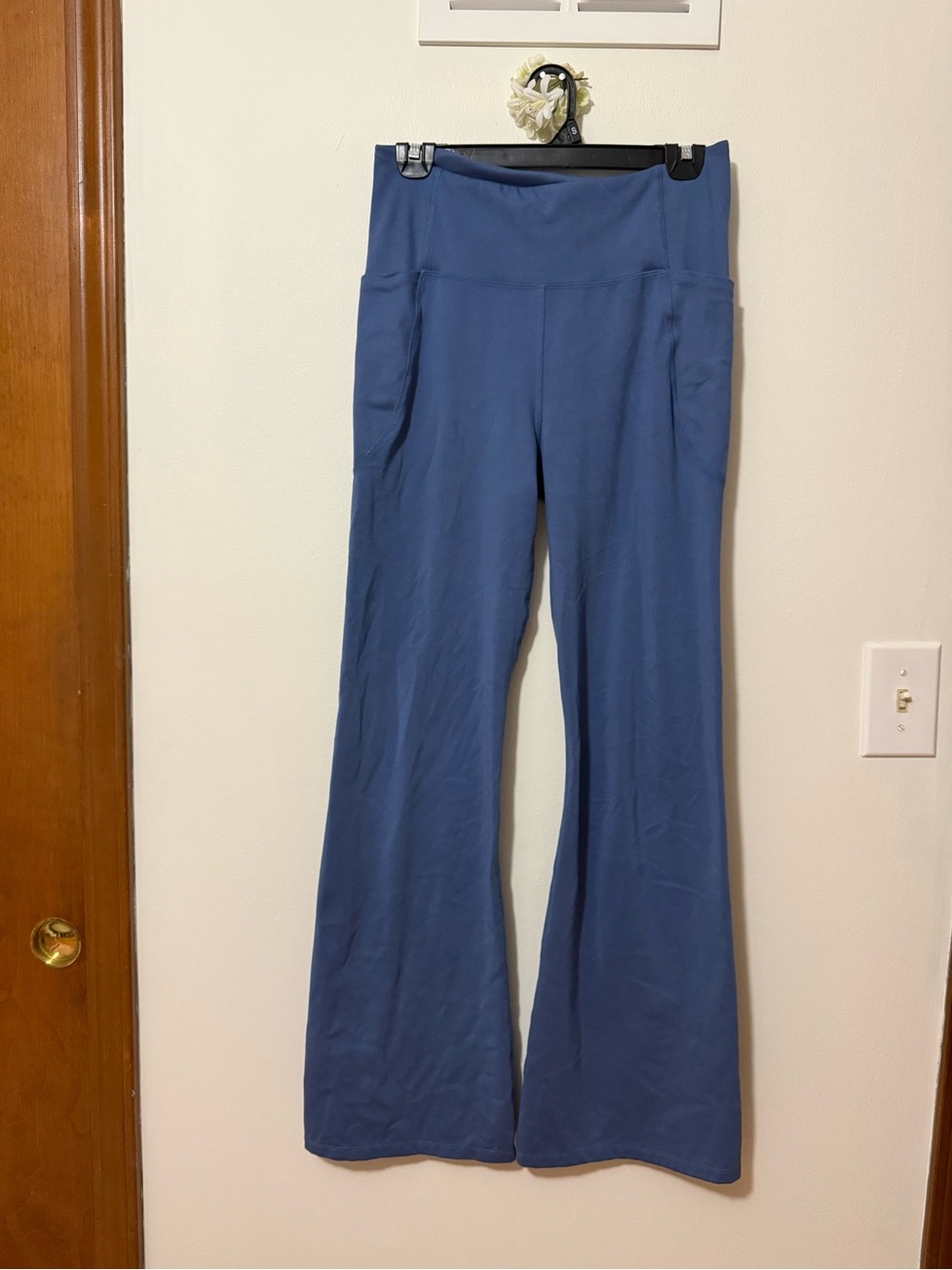 High-Rise Boot Cut Pants in Slate Blue
